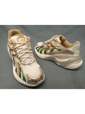 Puma Girls Inverse Shimmer Jr Sneakers Mesh White Gold Size 7 NEW NO BOX!